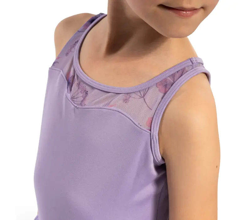 Bloch Evie Floral tank, dívčí dres s tutu sukýnkou na široká ramínka - Šeříková lilac Bloch