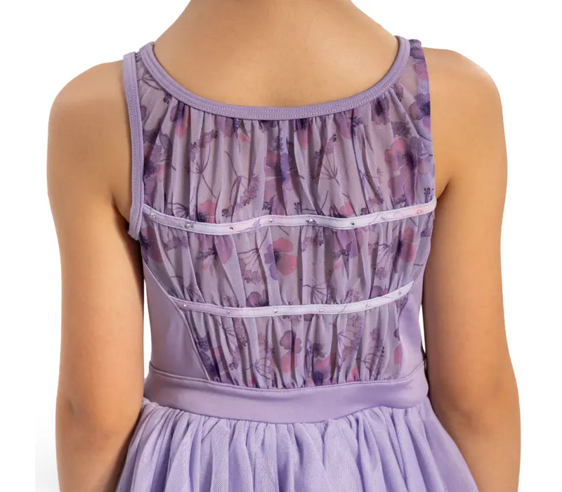 Bloch Evie Floral tank, dívčí dres s tutu sukýnkou na široká ramínka - Šeříková lilac Bloch