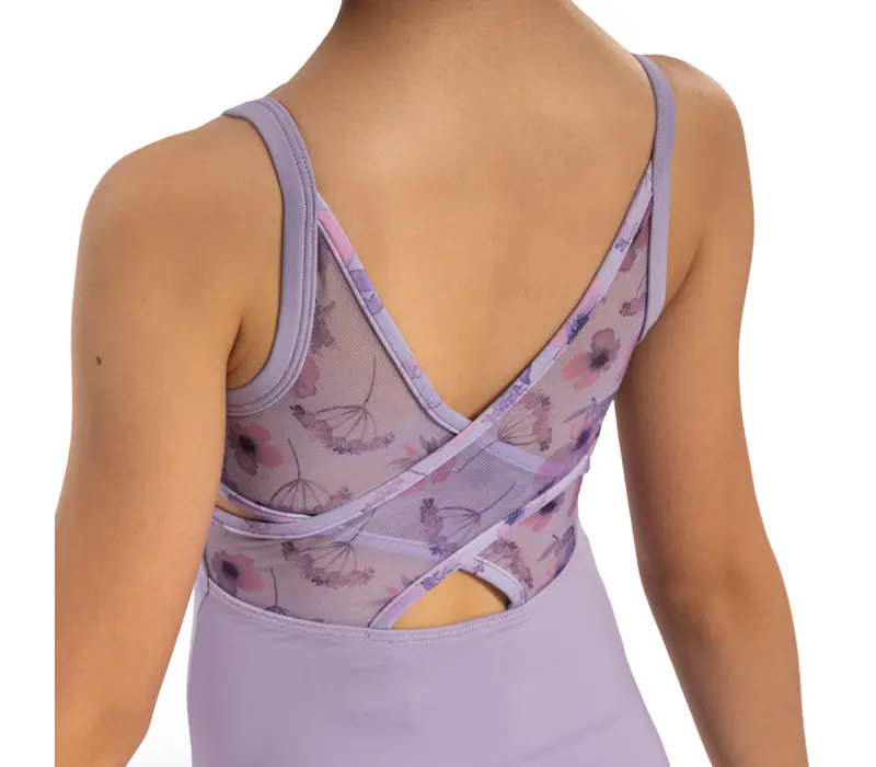 Bloch Lila Floral, dívčí dres na tenká ramínka - Šeříková lilac Bloch