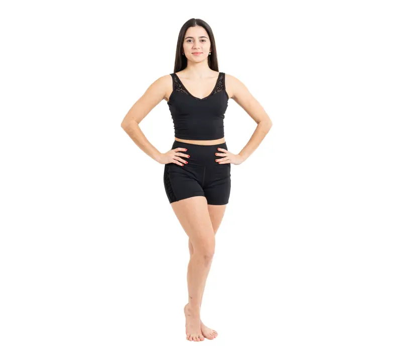 Capezio Bella Notte Vita Side Panel Short, dámské šortky - Černá