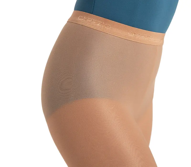 Capezio ultra shimmery, dívčí lesklé třmenové punčocháče - Light toast Capezio