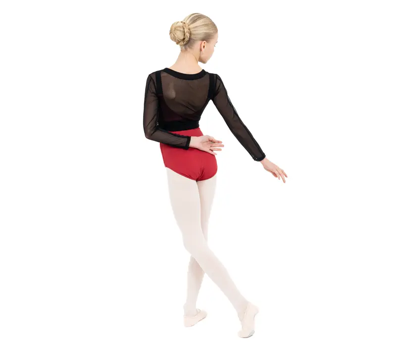 Capezio C'est La Vie Joyeux mesh cover up, dívčí top - Černá