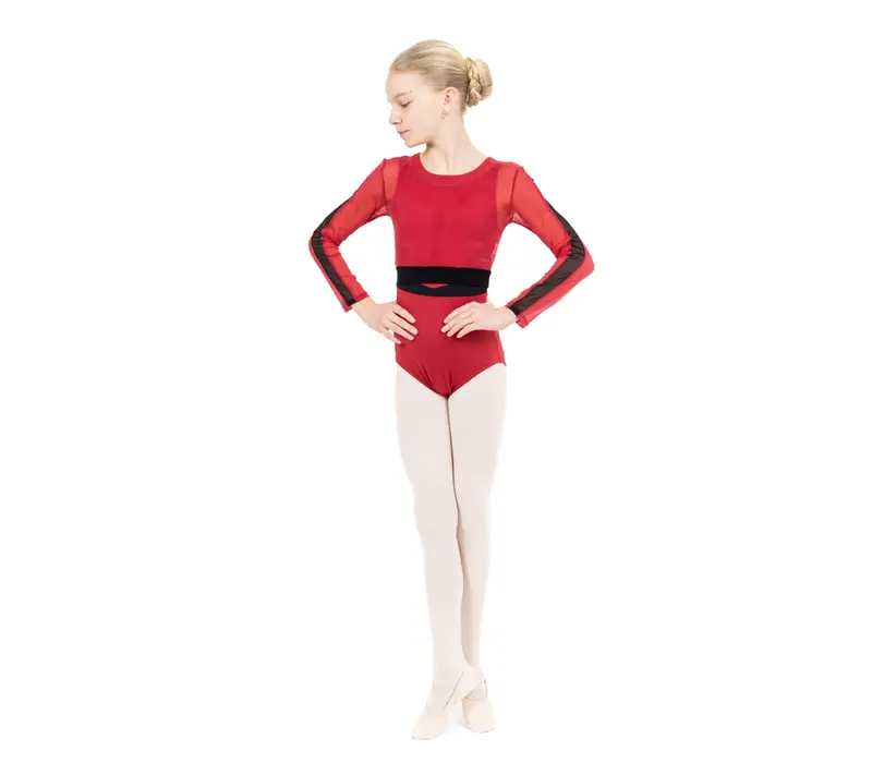 Capezio C'est La Vie Joyeux mesh cover up, dívčí top - Červená scarlet Capezio