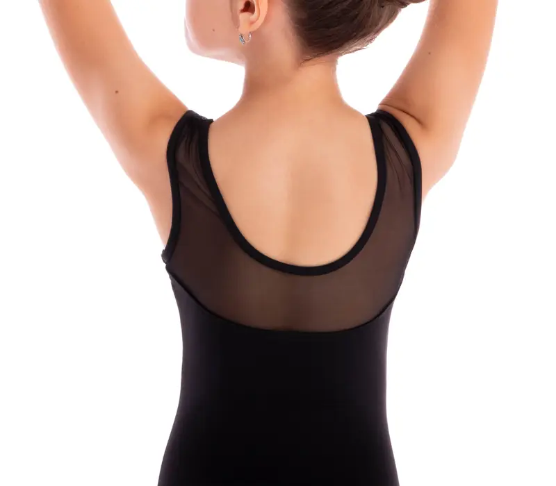 Capezio Star Mars Mesh back leotard, dětský dres na tlustá ramínka - Černá