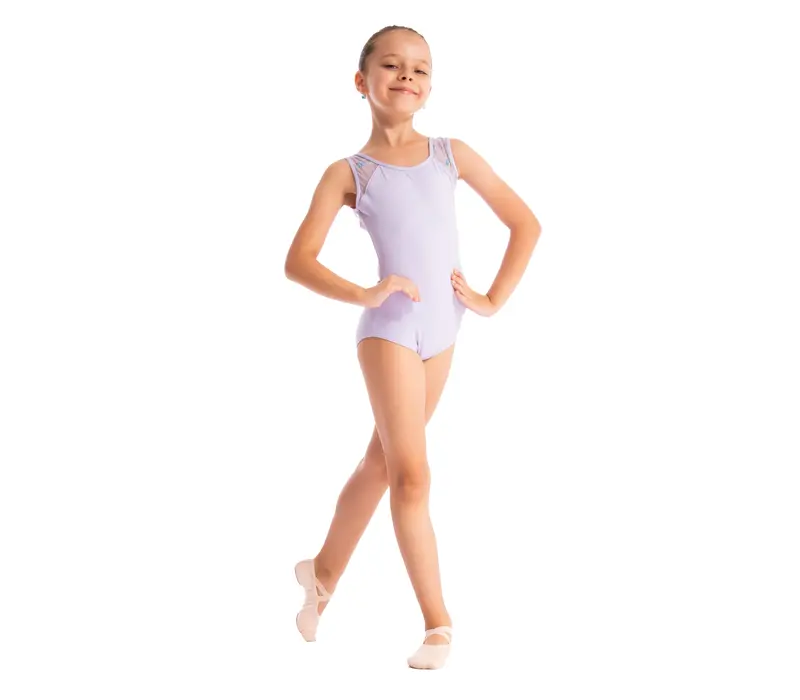 Capezio Star Mars Mesh back leotard, dětský dres na tlustá ramínka - Fialová - lavender