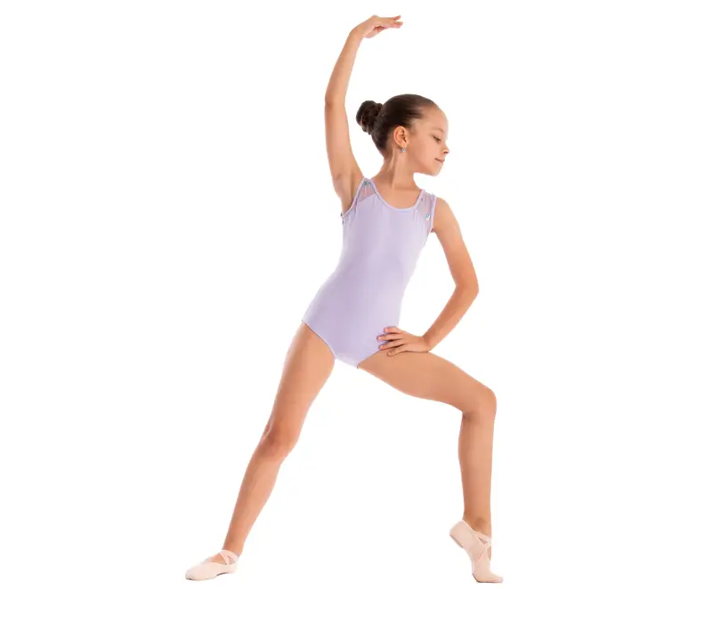 Capezio Star Mars Mesh back leotard, dětský dres na tlustá ramínka - Fialová - lavender