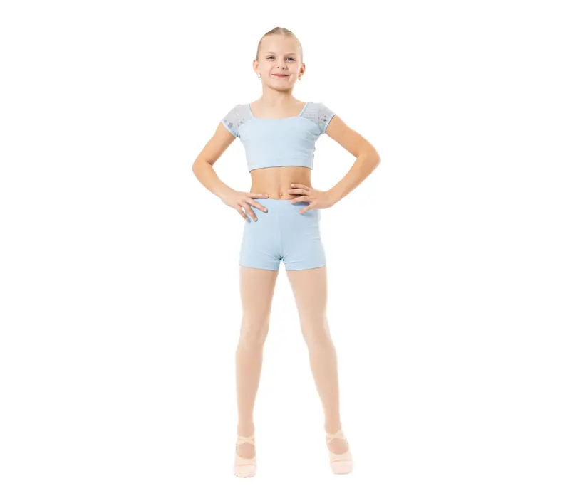 Capezio Foldover Boyshort, dětské krátké kalhoty - Modrá světle Capezio